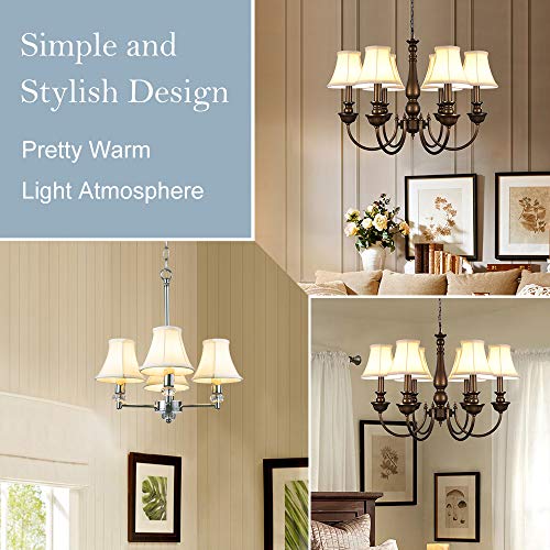 Cream White Wellmet Candelabra Bulb Clip-On Lamp Shades - 3" x 6" x 5" - Set of 6 - Bell-Shape