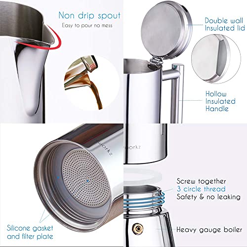 Stainless Steel 4-Cup Stovetop Espresso Maker - Silver / 6.8 oz