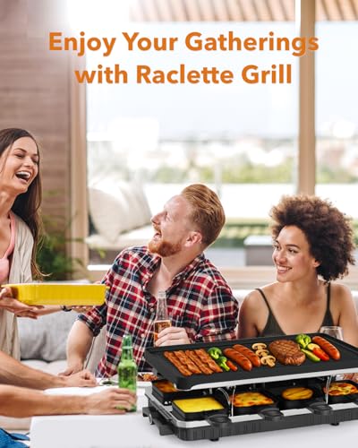 HBN Black 2-in-1 Raclette Table Grill & Electric Griddle 1300W