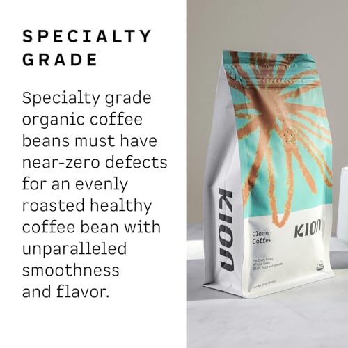 Kion Organic Whole Bean Coffee Medium Roast 12 Oz Pack of 3 - Tested for Toxins, Specialty Grade