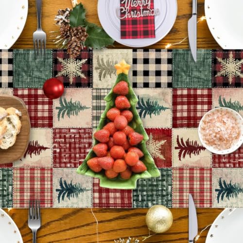 RABUSOFA Christmas Table Runner 13 x 60 Inch Red Holiday Decor for Home