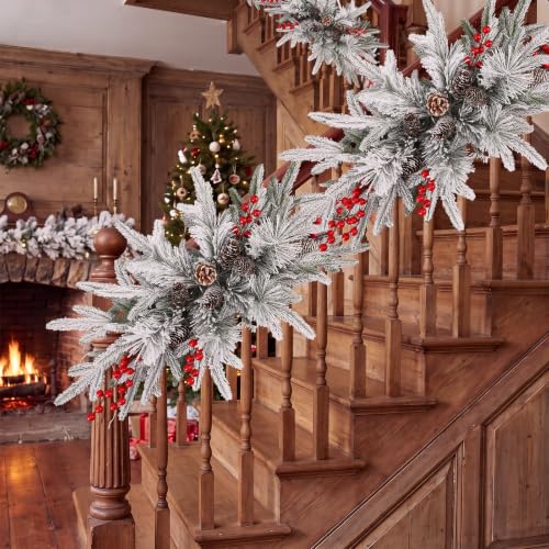 Riceshoot 4 Pcs Christmas Swag Outdoor 30 Inch Artificial Snowflake