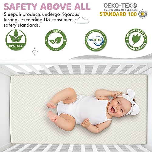 Memory Foam Crib Mattress Topper Waterproof & Breathable Cover for Baby