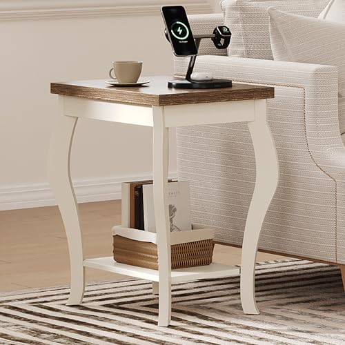 ChooChoo End Tables Living Room Set of 2 - Soft White Curved Legs
