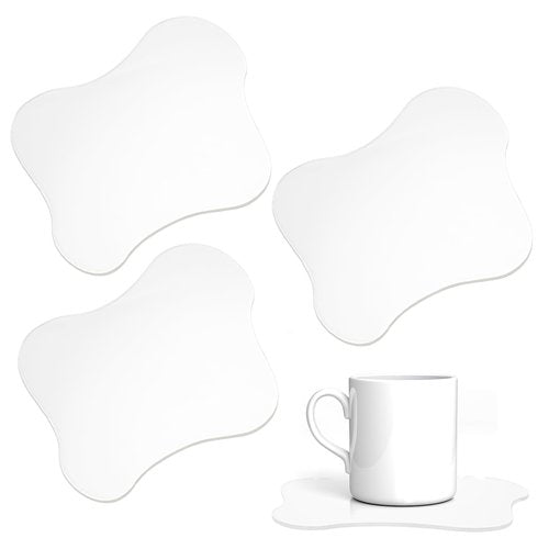 3 Pcs Acrylic Irregular Coasters Cloud Shape Cup Mats Transparent Cute Coaster for Tabletop Protection Home Decor for Coffee Table, Stone Tables, Desk, Kitchen, Office (Clear)