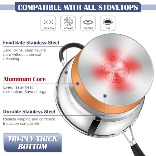 10-Piece Stainless Steel Cookware Set with Induction Pots and Pans