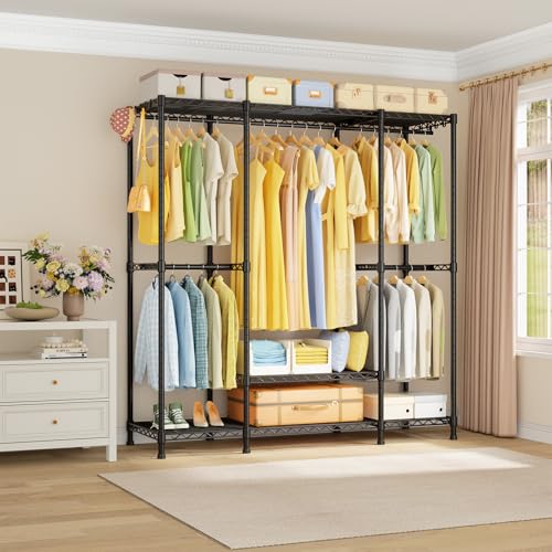 Black Heavy Duty Garment Rack 4-Tier Closet Organizer System - Freestanding