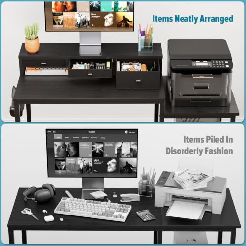 SINPAID 47-Inch Black Gaming Computer Desk with Monitor Stand & Storage