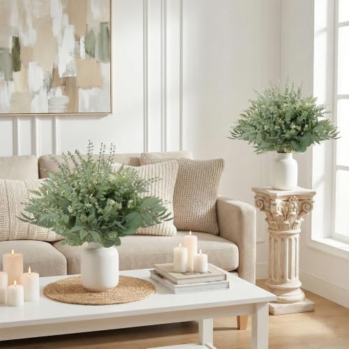 Artificial Eucalyptus Stems Bulk - 260 Green Faux Greenery for Wedding & Home Decor - Variation of 260