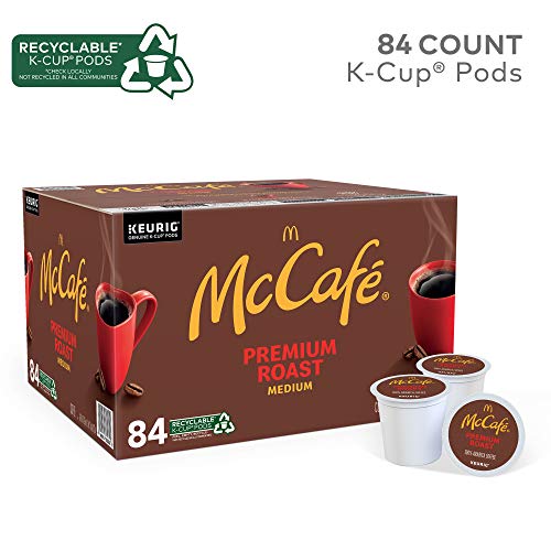 McCafe Premium Roast Coffee K-Cup Pods - Medium Roast, 84 Count, Recyclable, Compatible with Keurig
