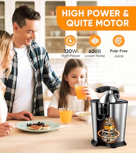 Electric Orange Juicer Squeezer with 2 Cones & Soft Grip Handle - Black
