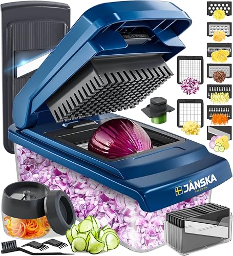 JANSKA UltraChop All-In-1 Vegetable Chopper Blue & Gray - Multi-Functional Kitchen Food Prep
