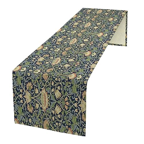 SHElifestyle William Morris Flower Table Runner 13x70 Inches Vintage Boho Tree Pattern