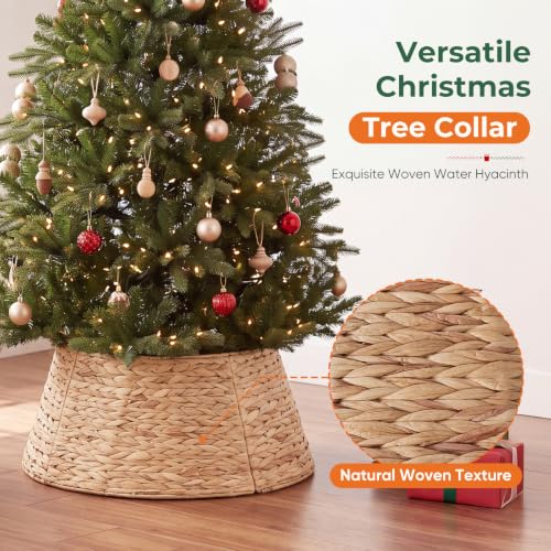 24 Inch Woven Christmas Tree Collar, Water Hyacinth, Natural