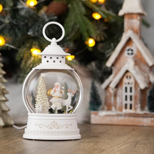PestiLite Ty- Christmas Santa Deer Snow Globe with Music & Lights, 6H Timer, USB/Battery Operated - Festive Holiday Decor Gift