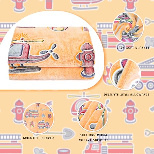 Fire Truck Blanket Glow in The Dark Blanket for Toddler Boys Gifts Toys for 3 4 5 6 7 8 9 10 Year Old Construction Blankets Firetruck Birthday Gifts for Kids