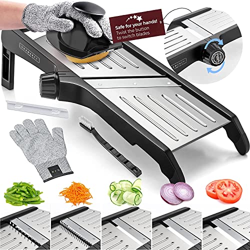 Gramercy Kitchen Black Mandoline Food Slicer with 12 Adjustable Blades