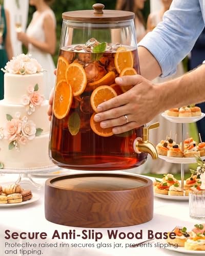 2 Gallon Glass Beverage Dispenser with Stainless Steel Spigot & Stand