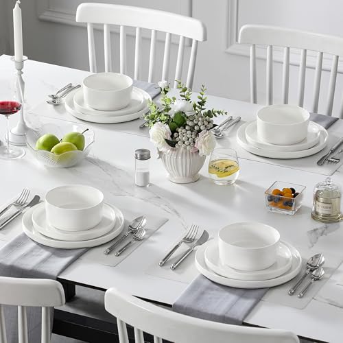 Ivory White 12-Piece Porcelain Dinnerware Set for 4 - Chip & Scratch Resistant