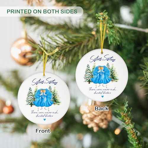FaCraft Gift for Sisters - Sister Gift from Sisters - Ceramic Sister Christmas Ornament 2025 Xmas Tree Decorations - Birthday Gifts - Best Friends Ornaments for Women Friendship Gifts Home Car Decor