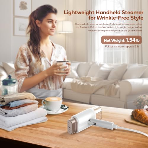 Portable Clothes Steamer with 2 Steam Levels - White-Gold