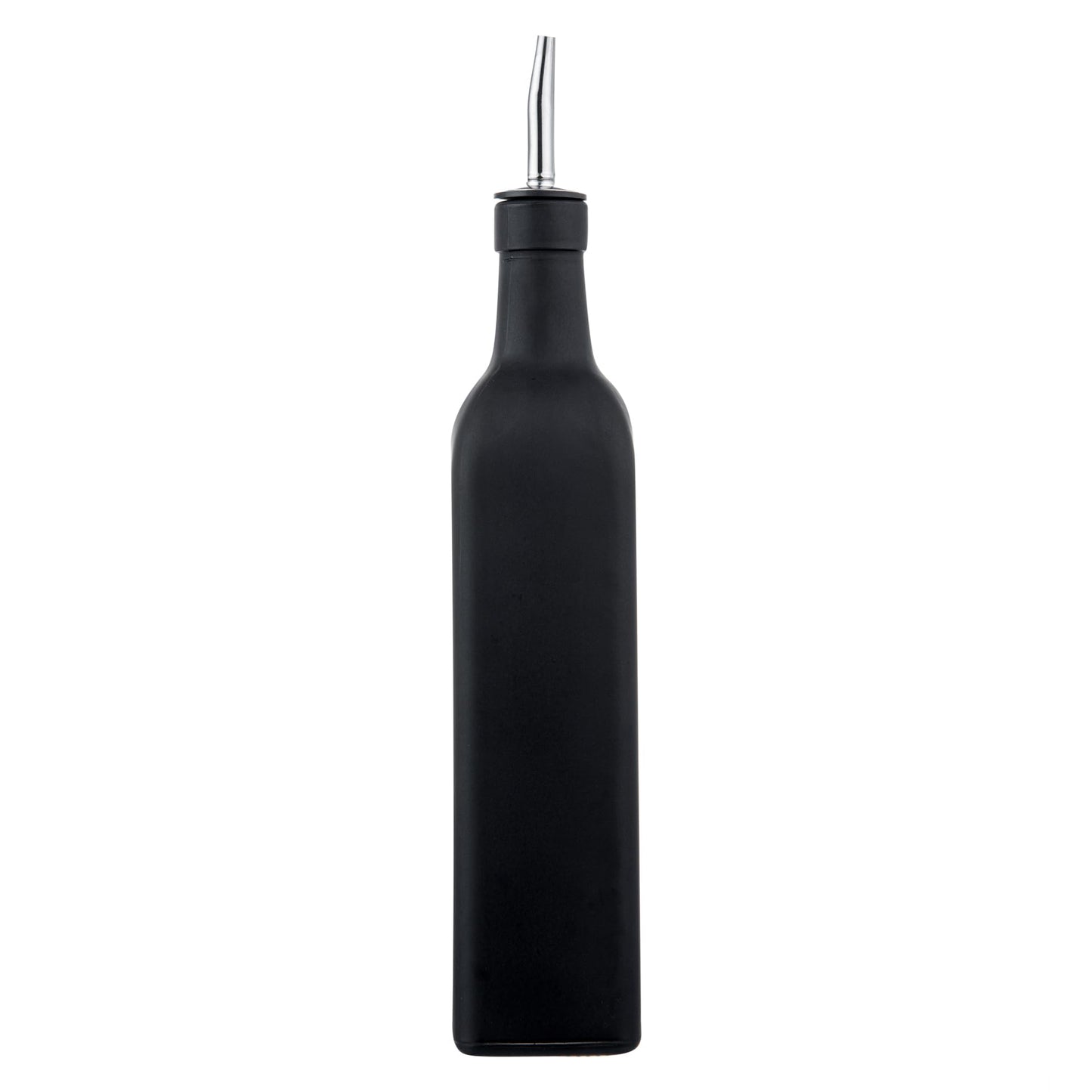 Restaurantware RW Base 16.9 Ounce Olive Oil Dispenser 1 Kitchen Oil Dispenser Bottle - With Stainless Steel Pourer Non-Leaking Black Glass Olive Oil Pourer For Cooking Or Salad Dressings