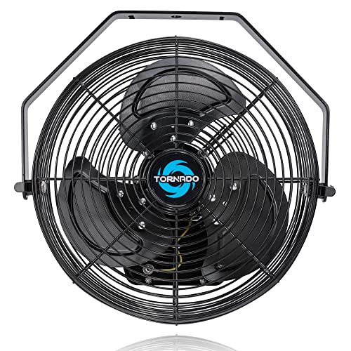 Outdoor Water-Resistant Metal Wall Mount Fan - 12 Inch, 3-Speed, IPX4 Rated, Heavy-Duty Industrial Fan, Black – Variation 1