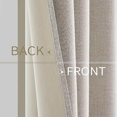 MIULEE Ivory Blackout Linen Curtains Set 62x96 Inches for Bedroom - Pack of 2
