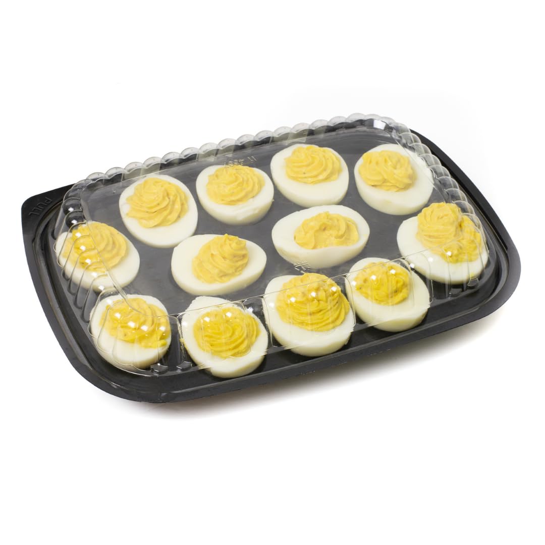 JAK Industrial 16 Pack - Disposable Deviled Egg Containers with Lid – Plastic Deviled Egg Trays – For 12 Egg Halves