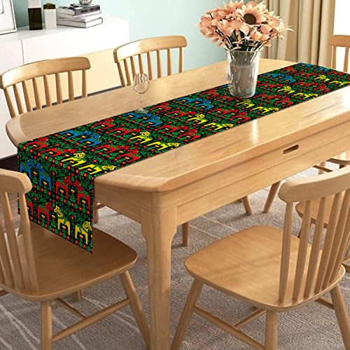 Nepnuser Christmas Swedish Dala Horse Folk Table Runner Scandinavian Gift Sweden Decoration Rustic Home Kitchen Dining Room Table Decor-72inches