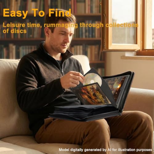 CD DVD Storage Binder with Zipper PU Leather Cover 3 Pack - Black Brown