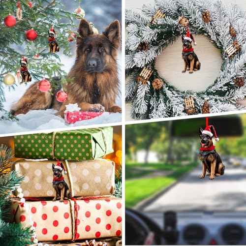 German Shepherd Christmas Ornaments - Black Tan German Shepherd Dog Ornaments for Christmas Tree Pet Decoration Gifts for Dog Mom Dad