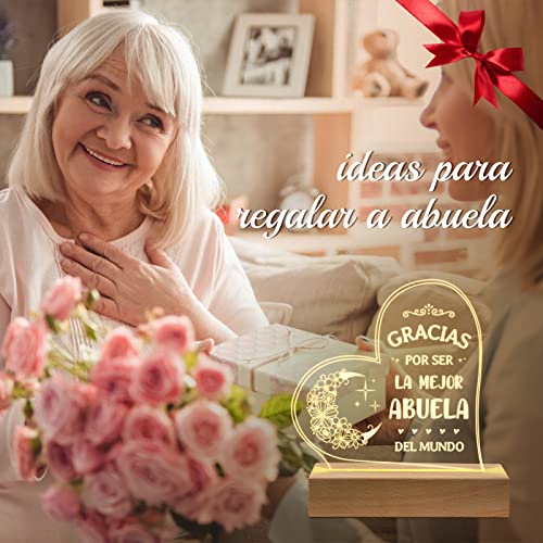 Abuela Gifts Christmas, Birthday Gifts for Grandma in Spanish, Regalos para Abuela Engraved Acrylic Night Light, Spanish Grandma Birthday Gifts, Mothers Day Gifts for Abuela from Grandchildren