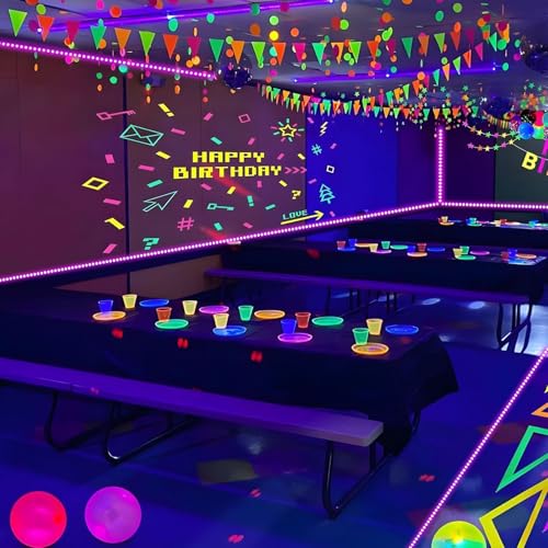 THECHAM 80ft Black Light LED Strip with Remote, Dimmable & Cuttable - Indoor Party & Body Paint Lighting