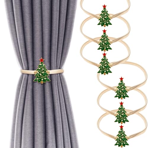 Green Christmas Curtain Tiebacks Buckle Aluminum Alloy Spring Design Decorative Holdbacks