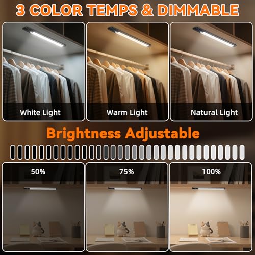Wireless Under Cabinet Lighting 10-inch Motion Sensor Light 3-Pack - Black