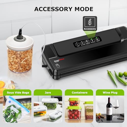 Bonsenkitchen Vacuum Sealer Machine with 5 Bags, Black — Food Preservation