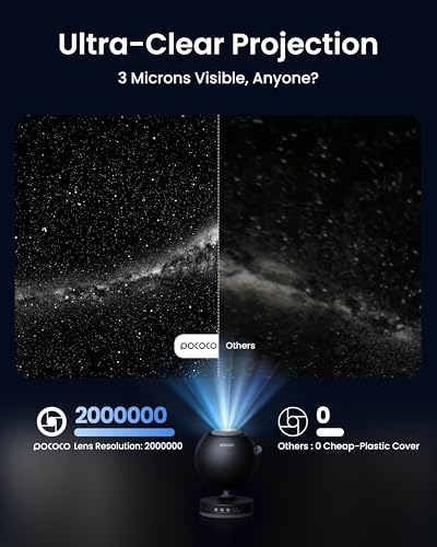 Galaxy Star Projector Black - Rechargeable Night Light with 5K Discs & 2MP Lens