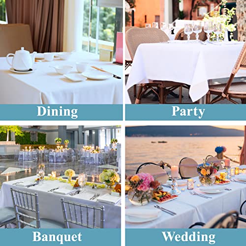 VidaFete 10 Pack White Rectangle Tablecloth 90x156 Inch for 6ft & 8ft Tables - Classic Polyester