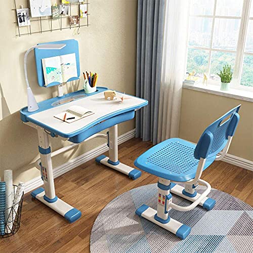 Blue Kids Desk and Chair Set - Adjustable Study Furniture for Children 3-15 Years