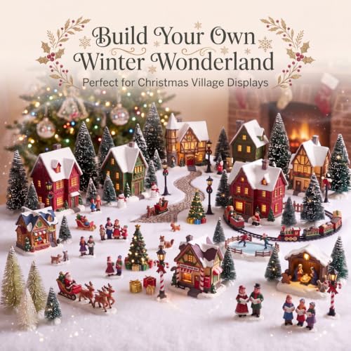 HESTYA 4 Pack Thick Glitter Fake Snow Blanket Roll - 1.3 x 9.8 ft Christmas Decoration