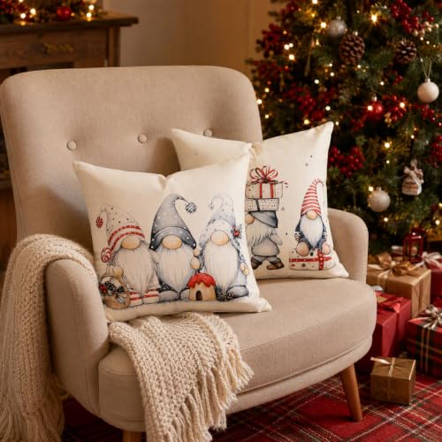 DAPTSY 20x20 Christmas Pillow Covers Set of 2 Gnome Whimsical Nordic Decor