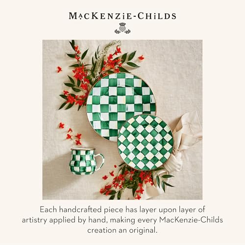 MACKENZIE-CHILDS Enamel Dinner Plate - Emerald Check, Green & White, 1 Piece