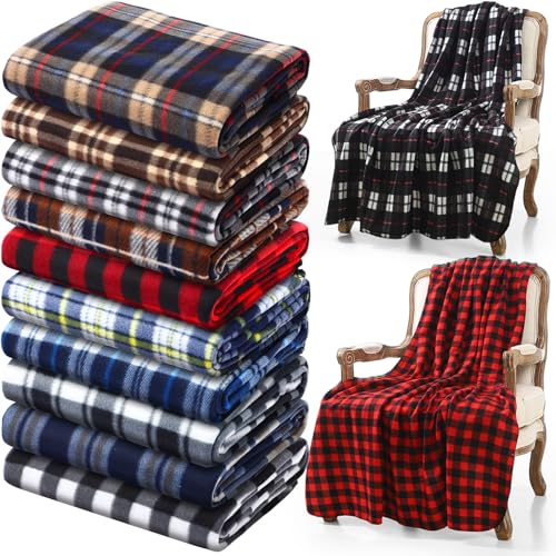 Hahafelt Vintage Plaid Flannel Throw Blanket 10-Pcs 50 x 60 in