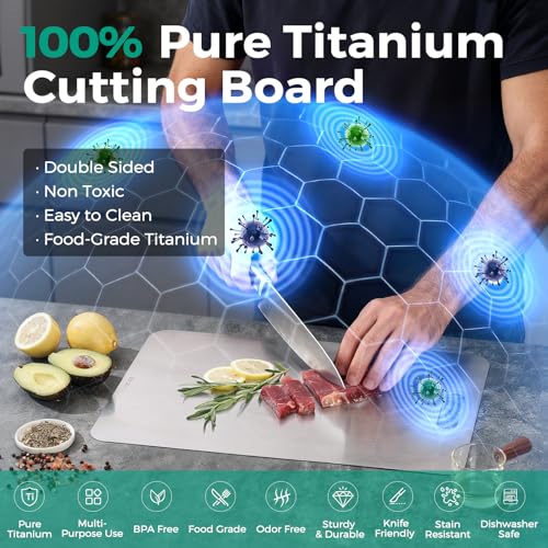 Xanthic Titanium Cutting Board - Food Grade, Dishwasher Safe, Heavy Duty for Meat & Fruits