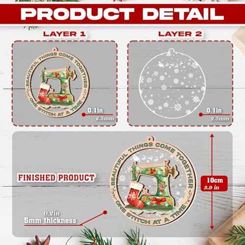 Sewing Machine Christmas Ornament for Tree - Quilt Ornament - Sewing Gifts 2024