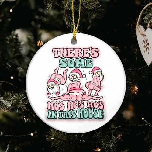 Santa's Ho Ho's Holiday Humor Ornament - Merry & Funny Pink Santa for Christmas