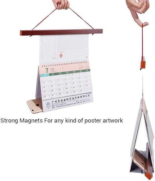 Benjia Magnetic Poster Hanger - Mahogany Wood Frame for 12x18, 12x16, 12x24 Prints | Easy Wall Display