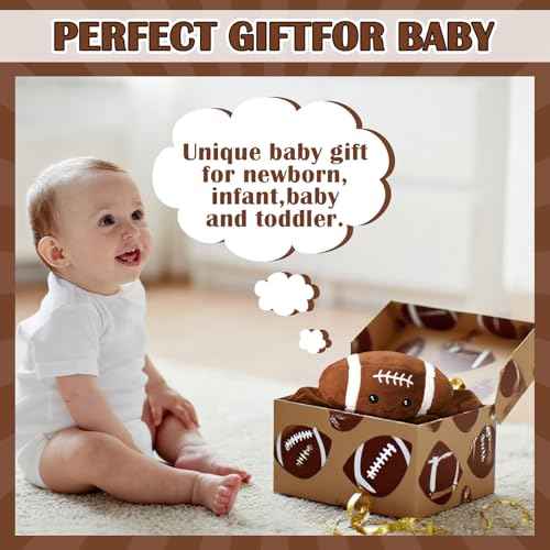 15 Inches Cute Football Security Blanket Football Baby Stuff Lovely Plush Sleeping Snuggle Gifts Sport Nursery Baby Shower Decor for Newborn Toddler Stuffed Snuggle