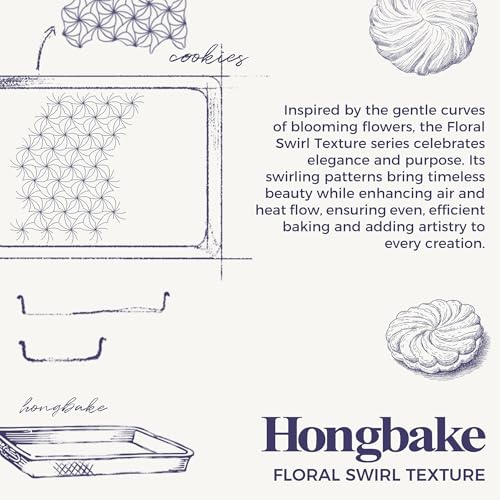 Nonstick Baking Sheet Pan Set of 3 with Floral Swirl Design - Blue, Starlight Variation